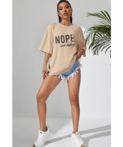 Ladies Oversized Nope Not Today Identical Graphic Print Short Sleeves T Shirt Top