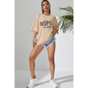 Ladies Oversized Nope Not Today Identical Graphic Print Short Sleeves T Shirt Top