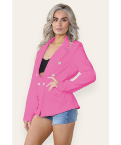 Fitted Linned Double Button Blazer Jacket - Stylish Comfort for All Occasions