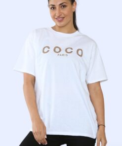 Ladies Coco Paris Printed Short Sleeve T-Shirt Top