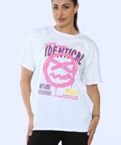 Ladies Identical Printed Short Sleeve T-Shirt Top