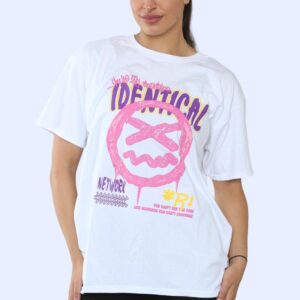 Ladies Identical Printed Short Sleeve T-Shirt Top