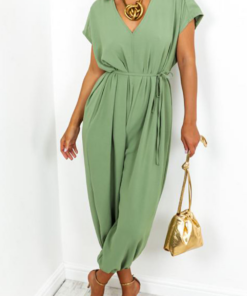Ladies V Neck Tie Up Jumpsuit