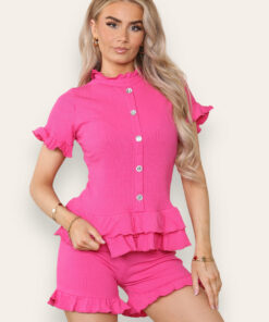 Diamond Frilled Edge Short Co-Ord Set