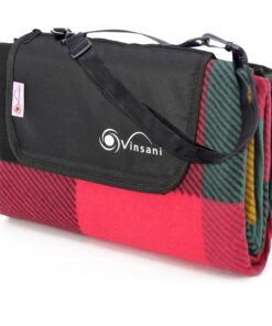 Vinsani 170 x 130cm Folding Picnic Blanket Waterproof & Sandproof Backing - Ideal for Camping & Outdoor Picnic - Rug Mat with Carry Handle