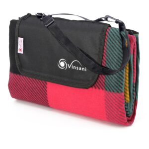 Vinsani 170 x 130cm Folding Picnic Blanket Waterproof & Sandproof Backing - Ideal for Camping & Outdoor Picnic - Rug Mat with Carry Handle