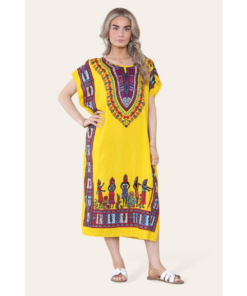 Bold Ethnic African Print Mid-Length Dress