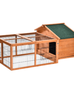 Wooden Rabbit Hutch Detachable Pet House with Openable Run & Roof