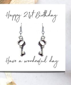 Happy 21st Birthday Earrings & Message Card