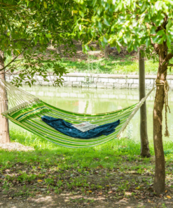 Double Outdoor Patio Cotton Hammock Swing Bed with Pillow