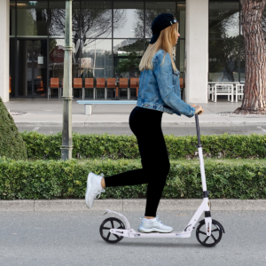 Kick Scooter Folding 2 Big Wheels Adjustable Adult Teens For 14 White HOMCOM