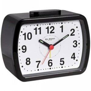 Wm. Widdop Quartz Bell Alarm Clock - Oblong Black/Green Dial 5184B