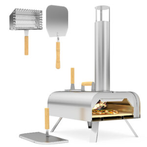 Outsunny Portable Wood Pellet Pizza Oven with Foldable Legs & 12-Inch Stone