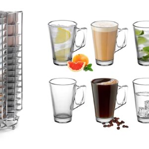 Vinsani Latte Glasses 6pc Set with Coffee Stand - Model 0006375