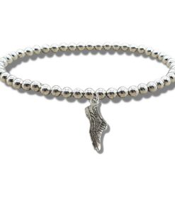 Running Shoe Silver Beaded Bracelet