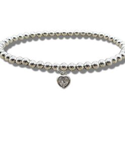 Cubic Zirconia Heart Beaded Bracelet
