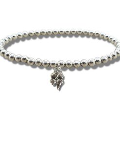 Flower Silver Beaded Bracelet