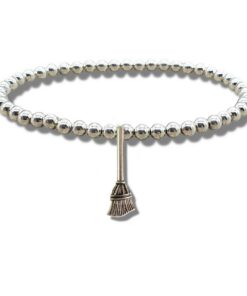 Broom Silver Beaded Bracelet