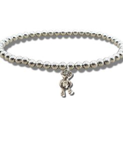 Girls Teddy Silver Beaded Bracelet