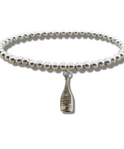 Wine Bottle Silver Beaded Bracelet