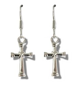 Cross Drop Earrings Silver Plated