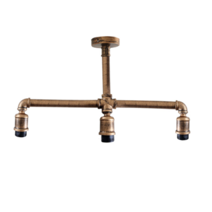 Brushed Copper 3 Head Loft Industrial Water Pipe Pendant Light E27 Lamp~1859
