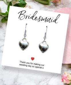 Bridesmaids Heart Earrings & Thank You Card