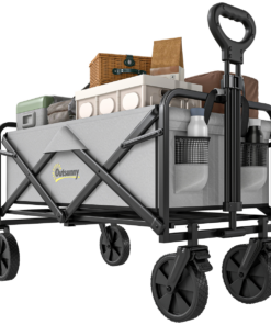 Outsunny Folding Outdoor Storage Trolley Cart Bag Telescopic Handle Brakes