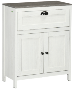 Bathroom Floor Standing Cabinet Storage Organizer w/ Drawer Double Door, White