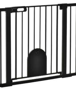 75-103 cm Extra Wide Pet Safety Gate, Stair Pressure Fit, Double Locking, Black