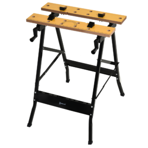 DURHAND MDF Top Portable Work Bench with Adjustable Clamps - Black