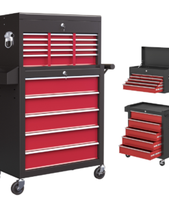 HOMCOM Rolling Tool Chest Lockable Roller Cabinet with with 14 Drawers Red