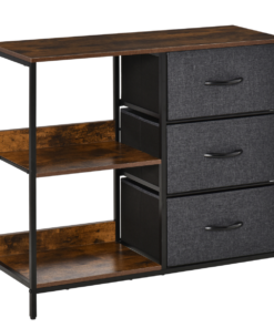 HOMCOM Chest Dresser with 3 Drawers Storage Cabinet Organizer, Black