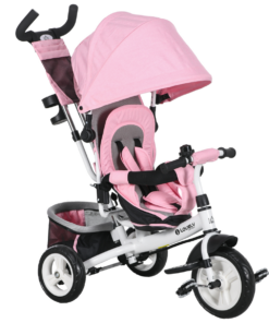 HOMCOM 6 in 1 Kids Trike, Stroller with Parent Handle, Green