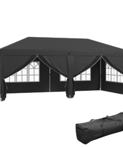 3 x 6m Pop Up Gazebo Height Adjustable Party Tent w/ Storage Bag Black