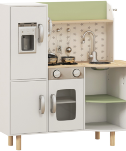 AIYAPLAY Toy Kitchen Playset with Phone, Ice Maker, Stove, Sink - White