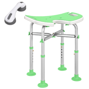 HOMCOM Aluminium Shower Stool for Elderly Disabled Non-Slip Bath Stool Green