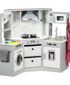 AIYAPLAY Toy Kitchen Playset with Running Water, Apron and Chef Hat - Grey