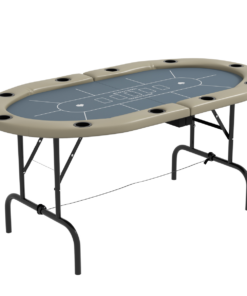 SPORTNOW 10 Player Folding Poker Table with Cup Holders, Steel Base, Brown