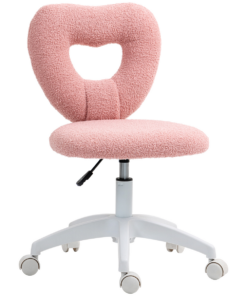 HOMCOM Armless Heart Desk Chair, Makeup Vanity Chair for Home