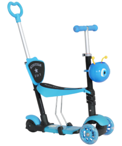 HOMCOM 5-in-1 Kids Kick Scooter 3-wheel Walker w/ Removable Seat Adjustable