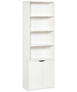 2 Door 4 Shelves Bookcase Wooden Storage Cabinet Display Unit White