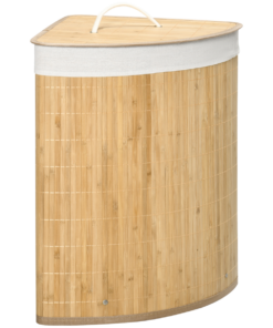 55L Bamboo Corner Laundry Hamper Bamboo Laundry Basket 38x38x57cm HOMCOM