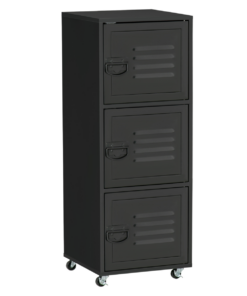 Rolling Storage Cabinet 3-Tier Mobile File Cabinet with Wheels Black