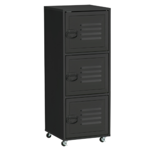 Rolling Storage Cabinet 3-Tier Mobile File Cabinet with Wheels Black