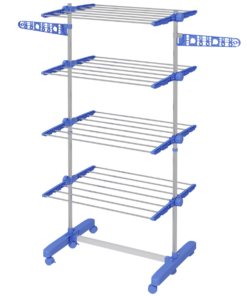 HOMCOM 4-Tier Large Clothes Airer Stainless Steel Clothes Drying Rack Blue