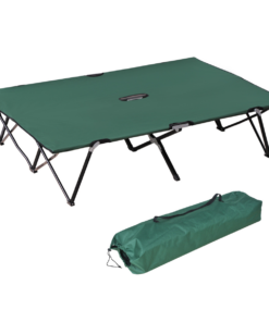 Double Camping Folding Cot Outdoor Portable Sunbed Carry Bag, Green Outsunny