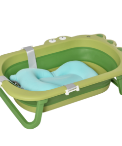 Baby Bath Tub for Toddler Foldable w/ Baby Cushion for 0-3 Years Green HOMCOM