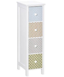 HOMCOM Drawer Cabinet, 4 Drawer Storage Organizer Unit Bathroom Bedroom