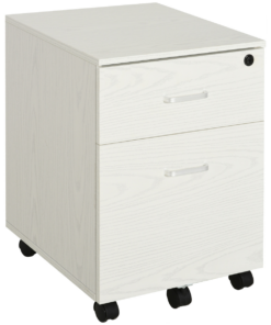 2-Drawer Locking Office Filing Cabinet 5 Wheels Rolling Storage White Vinsetto